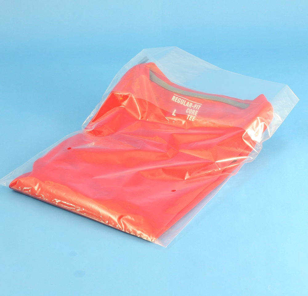 BACK FLIP POLY BAGS:  10" X 12" + 3" X 1.2MIL, 2000/cs