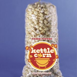 Pre-printed Kettle Corn Bag "Fresh Popped Kettle Corn" - 8" x 18" x 1.5mil (16 - 18 cups). Sold by the case, 1000/cs