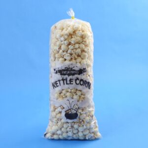 Pre-printed Kettle Corn Bag "Fresh Popped Kettle Corn" - 8" x 18" x 1.5mil (16 - 18 cups).  Sold by the case, 1000/cs